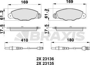 Braxis AB0197 - Комплект спирачно феродо, дискови спирачки vvparts.bg