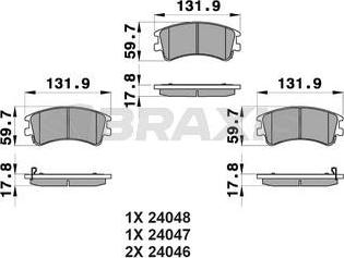 Braxis AB0145 - Комплект спирачно феродо, дискови спирачки vvparts.bg