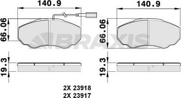 Braxis AB0146 - Комплект спирачно феродо, дискови спирачки vvparts.bg