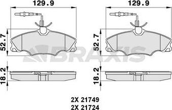 Braxis AB0142 - Комплект спирачно феродо, дискови спирачки vvparts.bg