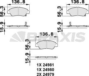 Braxis AB0150 - Комплект спирачно феродо, дискови спирачки vvparts.bg