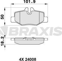 Braxis AB0164 - Комплект спирачно феродо, дискови спирачки vvparts.bg