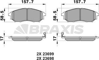 Braxis AB0104 - Комплект спирачно феродо, дискови спирачки vvparts.bg