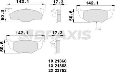 Braxis AB0102 - Комплект спирачно феродо, дискови спирачки vvparts.bg