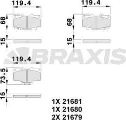 Braxis AB0115 - Комплект спирачно феродо, дискови спирачки vvparts.bg