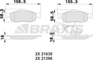 Braxis AB0116 - Комплект спирачно феродо, дискови спирачки vvparts.bg