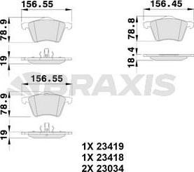Braxis AB0118 - Комплект спирачно феродо, дискови спирачки vvparts.bg
