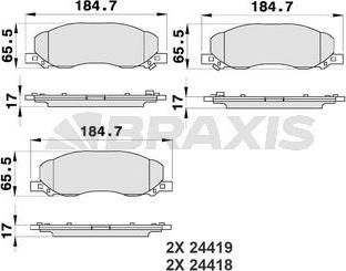 Braxis AB0186 - Комплект спирачно феродо, дискови спирачки vvparts.bg