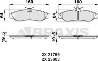 Braxis AB0181 - Комплект спирачно феродо, дискови спирачки vvparts.bg