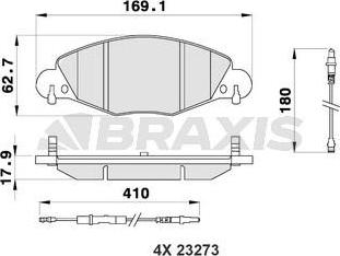Braxis AB0188 - Комплект спирачно феродо, дискови спирачки vvparts.bg