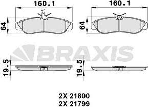 Braxis AB0183 - Комплект спирачно феродо, дискови спирачки vvparts.bg