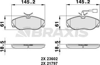 Braxis AB0125 - Комплект спирачно феродо, дискови спирачки vvparts.bg