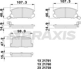 Braxis AB0390 - Комплект спирачно феродо, дискови спирачки vvparts.bg