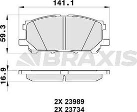 Braxis AB0344 - Комплект спирачно феродо, дискови спирачки vvparts.bg