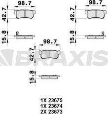 Braxis AB0359 - Комплект спирачно феродо, дискови спирачки vvparts.bg