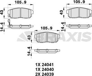 Braxis AB0354 - Комплект спирачно феродо, дискови спирачки vvparts.bg