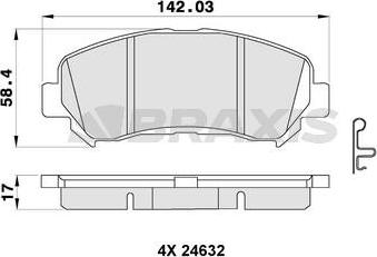 Braxis AB0356 - Комплект спирачно феродо, дискови спирачки vvparts.bg