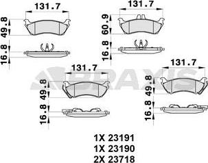 Braxis AB0351 - Комплект спирачно феродо, дискови спирачки vvparts.bg