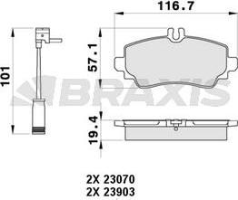 Braxis AB0358 - Комплект спирачно феродо, дискови спирачки vvparts.bg