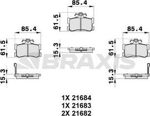 Braxis AB0309 - Комплект спирачно феродо, дискови спирачки vvparts.bg