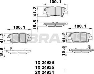 Braxis AB0305 - Комплект спирачно феродо, дискови спирачки vvparts.bg