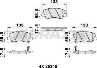 Braxis AB0308 - Комплект спирачно феродо, дискови спирачки vvparts.bg