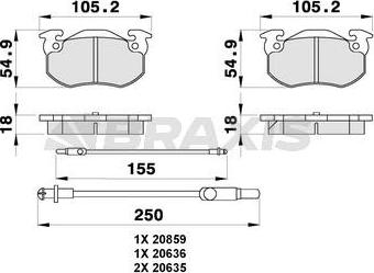 Braxis AB0302 - Комплект спирачно феродо, дискови спирачки vvparts.bg