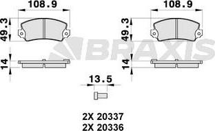 Braxis AB0314 - Комплект спирачно феродо, дискови спирачки vvparts.bg