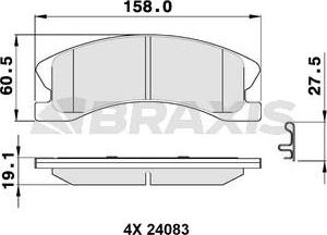 Braxis AB0387 - Комплект спирачно феродо, дискови спирачки vvparts.bg