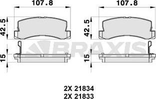 Braxis AB0336 - Комплект спирачно феродо, дискови спирачки vvparts.bg