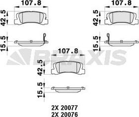 Braxis AB0373 - Комплект спирачно феродо, дискови спирачки vvparts.bg