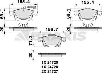 Braxis AB0299 - Комплект спирачно феродо, дискови спирачки vvparts.bg