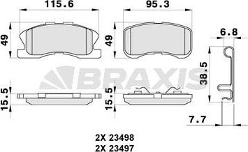 Braxis AB0290 - Комплект спирачно феродо, дискови спирачки vvparts.bg