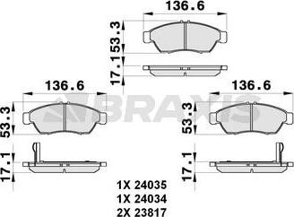 Braxis AB0298 - Комплект спирачно феродо, дискови спирачки vvparts.bg