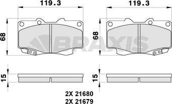 Braxis AB0292 - Комплект спирачно феродо, дискови спирачки vvparts.bg