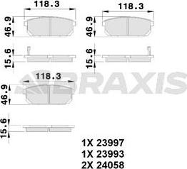 Braxis AB0241 - Комплект спирачно феродо, дискови спирачки vvparts.bg