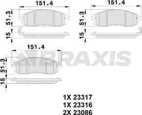 Braxis AB0243 - Комплект спирачно феродо, дискови спирачки vvparts.bg