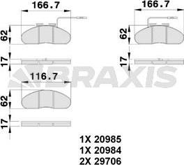 Braxis AB0247 - Комплект спирачно феродо, дискови спирачки vvparts.bg