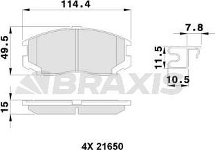 Braxis AB0250 - Комплект спирачно феродо, дискови спирачки vvparts.bg