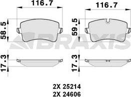 Braxis AB0262 - Комплект спирачно феродо, дискови спирачки vvparts.bg