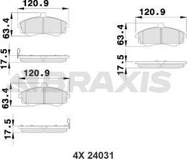 Braxis AB0211 - Комплект спирачно феродо, дискови спирачки vvparts.bg