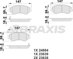 Braxis AB0217 - Комплект спирачно феродо, дискови спирачки vvparts.bg