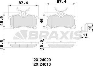 Braxis AB0237 - Комплект спирачно феродо, дискови спирачки vvparts.bg