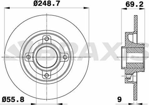 Braxis AE0055 - Спирачен диск vvparts.bg