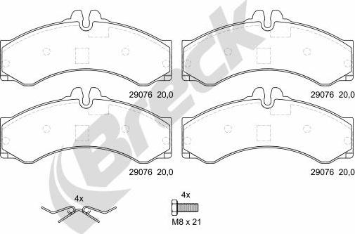 Breck 29076 00 703 10 - Комплект спирачно феродо, дискови спирачки vvparts.bg