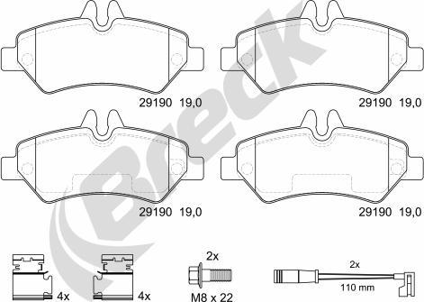 Breck 29190 00 703 10 - Комплект спирачно феродо, дискови спирачки vvparts.bg