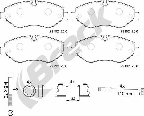 Breck 29192 00 703 00 - Комплект спирачно феродо, дискови спирачки vvparts.bg