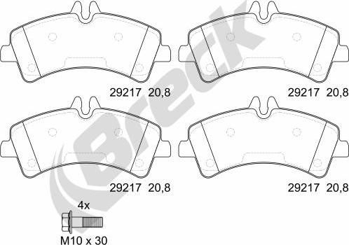 Breck 29217 00 703 00 - Комплект спирачно феродо, дискови спирачки vvparts.bg