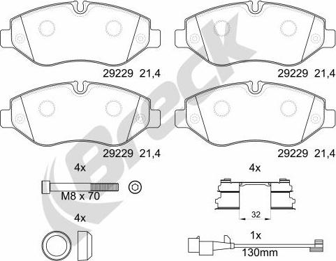 Breck 29229 00 703 00 - Комплект спирачно феродо, дискови спирачки vvparts.bg