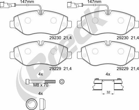 Breck 29229 00 703 10 - Комплект спирачно феродо, дискови спирачки vvparts.bg